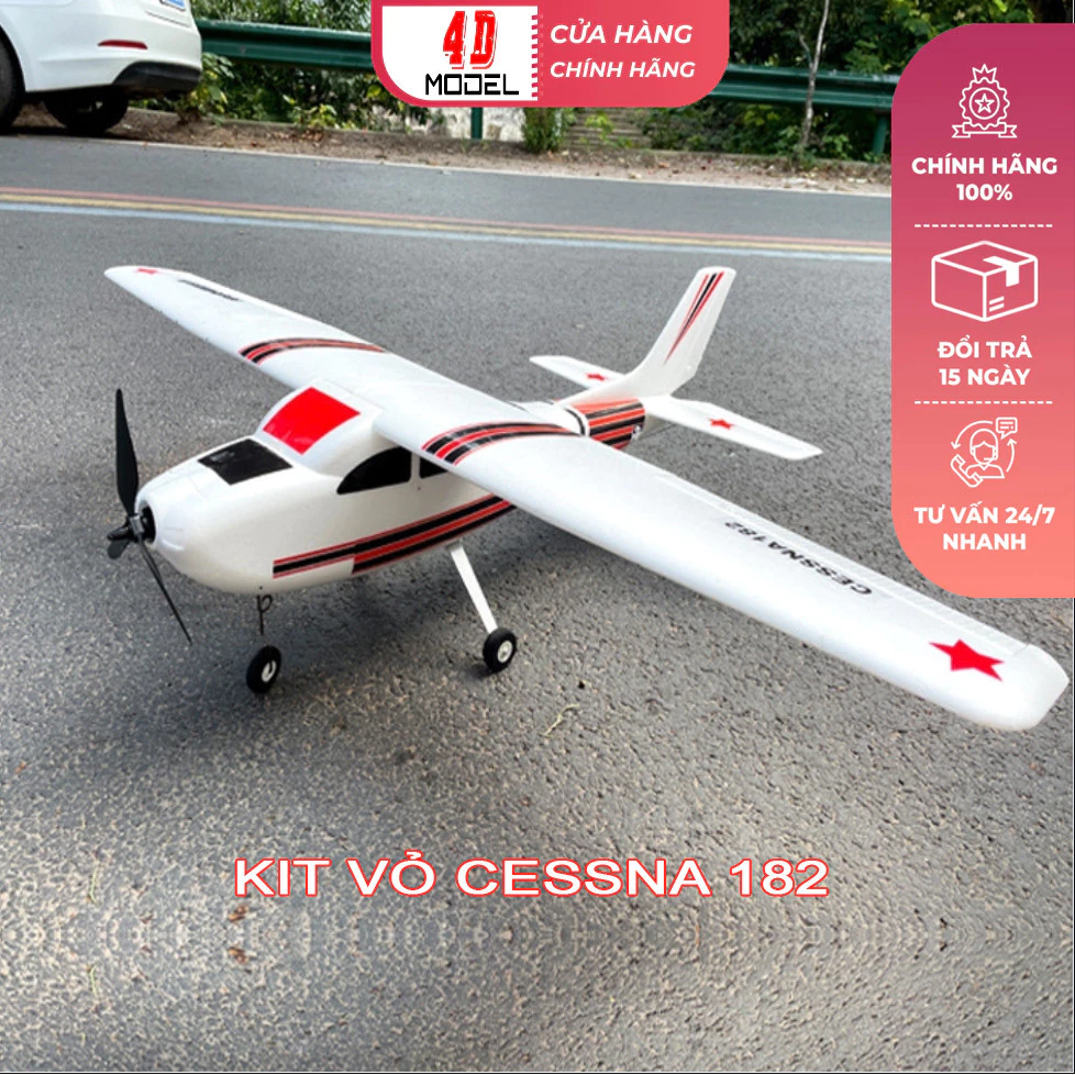 Kit( Vỏ) máy bay cessna 182 sải 1m2 EPO phiên bản 2024 Cessna New plus. Xốp EPO đúc cực kỳ chắc chắn