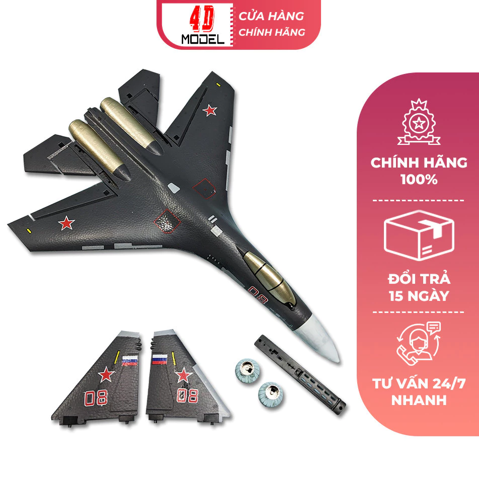 KIT Máy Bay Điều Khiển Su-35 Mini Dài 49cm Sải Cánh 38cm Vỏ Xốp Dẻo EPP Đúc Nguyên Khối chịu vạ đập tốt - 4DMODEL (KIT))