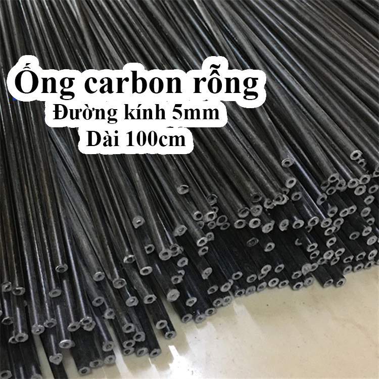 Thanh carbon rỗng 5mm 3mm lõi 3mm. Dài 50cm 65cm 100cm dùng gia cố cánh máy bay rc Su27, F22